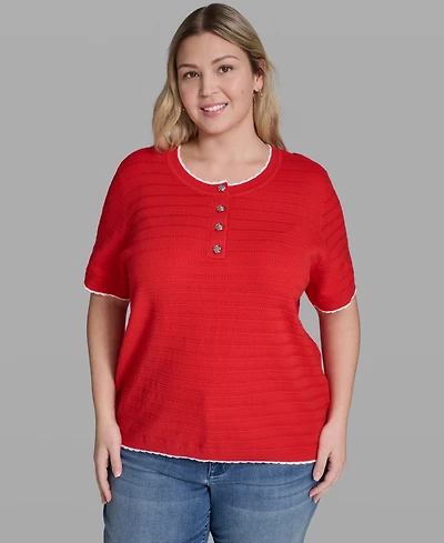 Karl Lagerfeld Paris Plus Button-Front Sweater