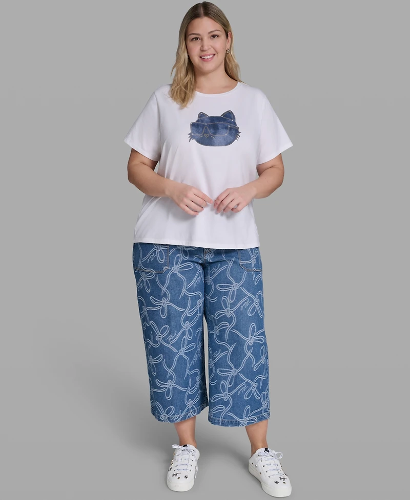 Karl Lagerfeld Paris Plus Pull-On Graphic T-Shirt