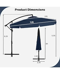 Sugift 10 ft Patio Cantilever Umbrella with Cover and Tilt Adjustment