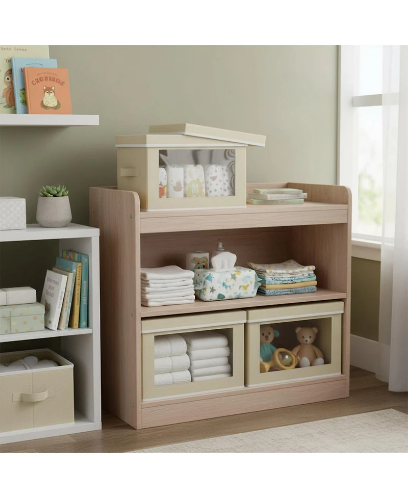 Yigii Stackable Storage Bins With Lids Foldable Closet Organizers Transparent Window Removable Firm Handles 4 Pack