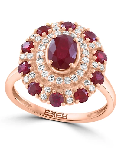 Effy Collection Ruby (1-5/8 ct. t.w.) & Diamond (1/3 ct. t.w.) Ring in 14k Rose Gold