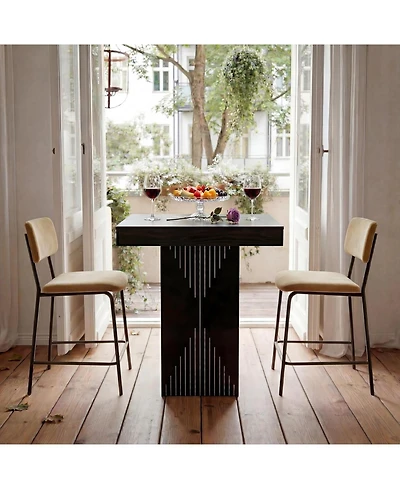 Tribesigns High Top Dining Table, 31.5-Inch Square Table with Pedestal for Dining Room, Living Room, Kitchen, Small Space