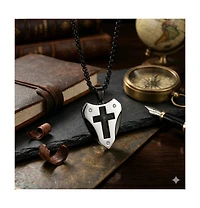 Metallo Stainless Steel, D-c Cross Triangle Necklace