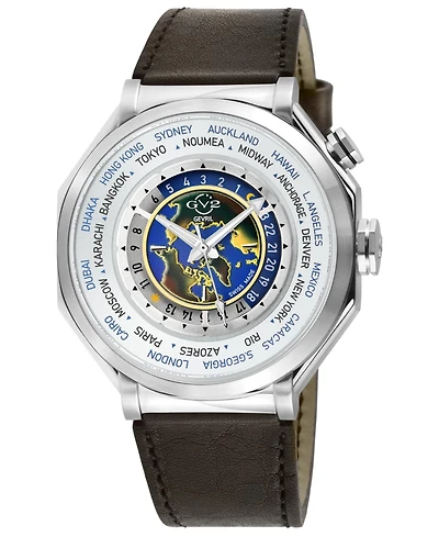GV2 by Gevril Men's Marchese Swiss Quartz Leather Strap Watch