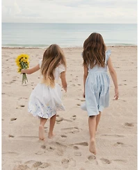 Hope and Henry Little Big Girls' Ruffle Sleeve Linen Dress with Peter Pan Collar