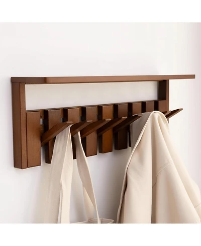 Yigii Wall Mounted Wooden Coat Rack with Shelf Heavy Duty Entryway Organizer Solid Wood Display Storage
