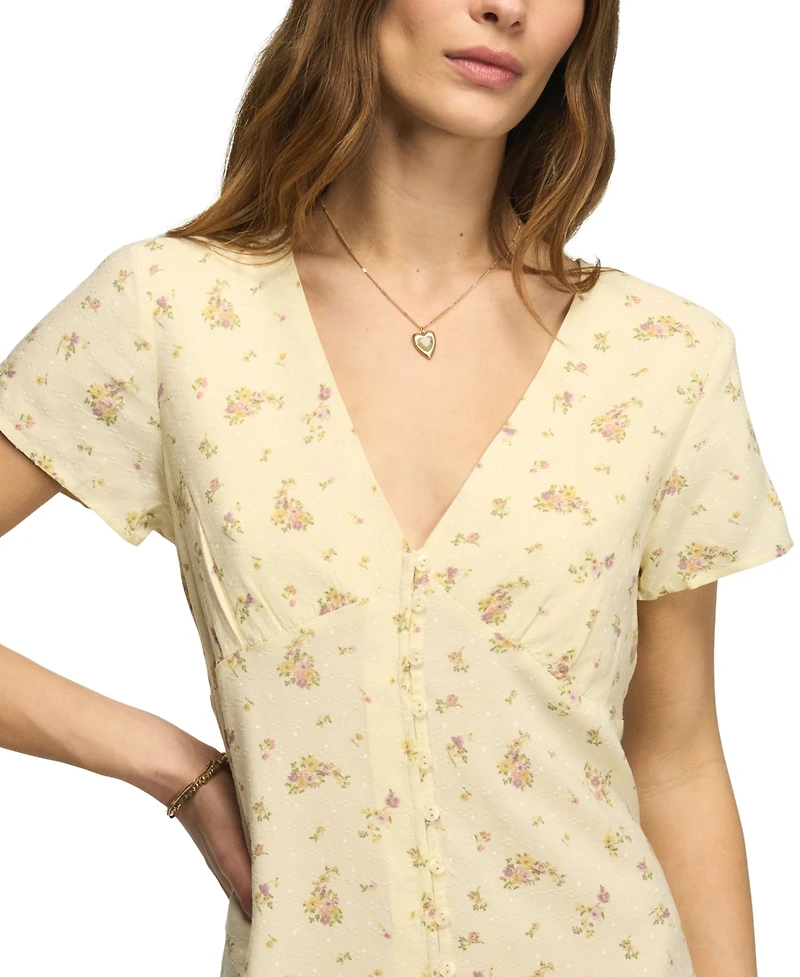 Lucky Brand Women's Printed V-Neck Mini Slip Dress