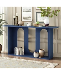 Flynama Modern Curved Ash Veneer Console Table With Shelf For Entryway Hallway Living Room