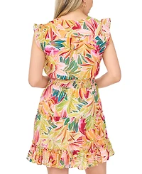 Msk Petite Smocked Waist V-Neck Tiered Dress