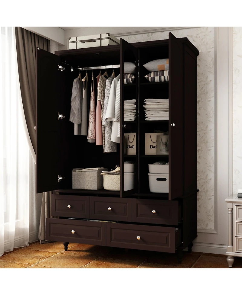 Homsee Big Wardrobe Armoires With Mirror, Drawers, Shelves.