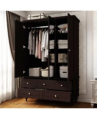 Homsee Big Wardrobe Armoires With Mirror, Drawers, Shelves.
