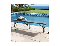 Clihome 6 Feet Plastic Folding Bench Portable Seat with Handle and Lock