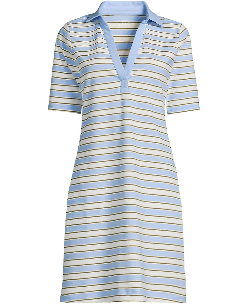 Lands' End Women's Starfish Elbow Sleeve Polo Dress