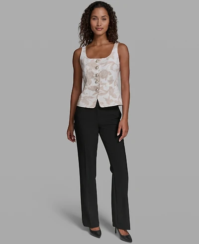 Karl Lagerfeld Paris Women's Scoop Neck Woven Vest