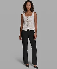 Karl Lagerfeld Paris Women's Scoop Neck Woven Vest