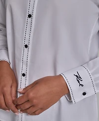 Karl Lagerfeld Paris Women's Button-Front Long-Sleeve Top