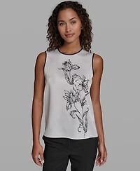 Karl Lagerfeld Paris Women's Woven Crew Neck Top