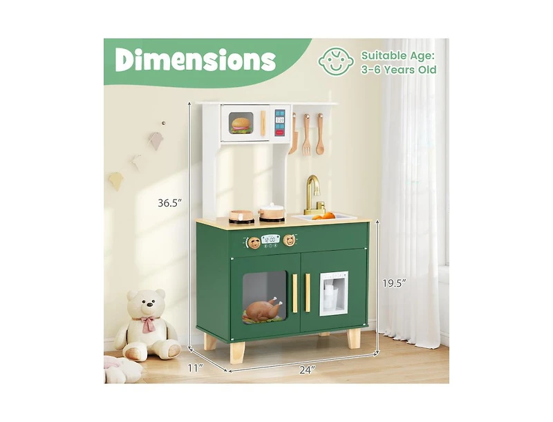 Slickblue Kids Pretend Play Kitchen with Microwave, Rotating Knobs Toy Set