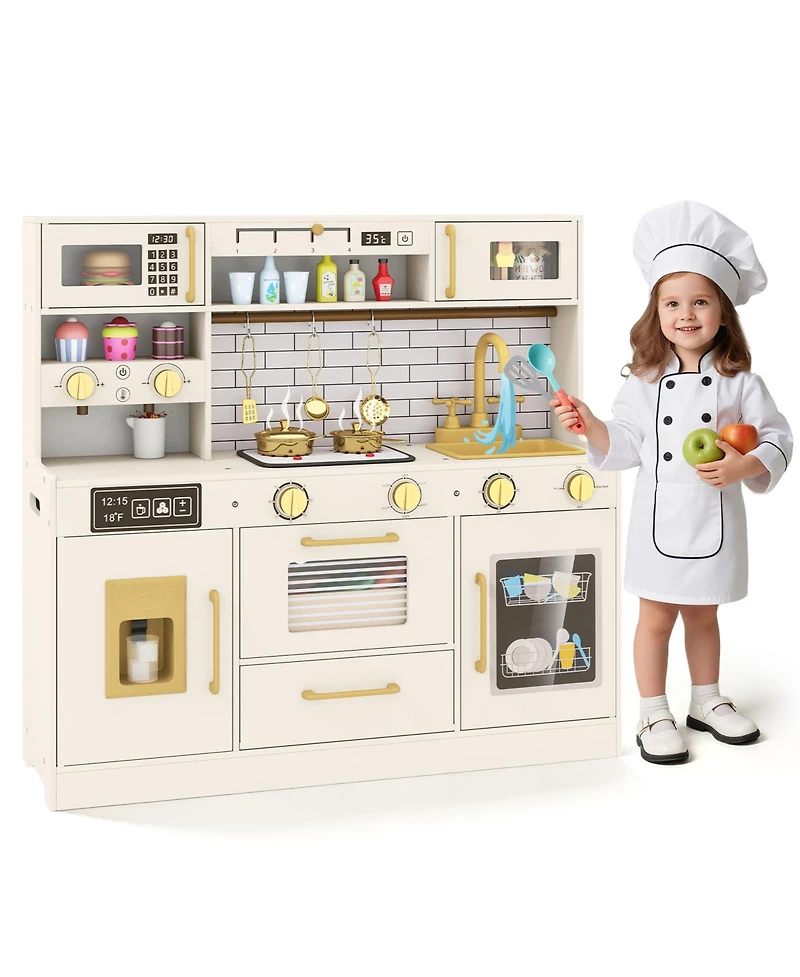 Slickblue Kids Toy Kitchen Set with Cooking Stove and Water Dispenser Playset
