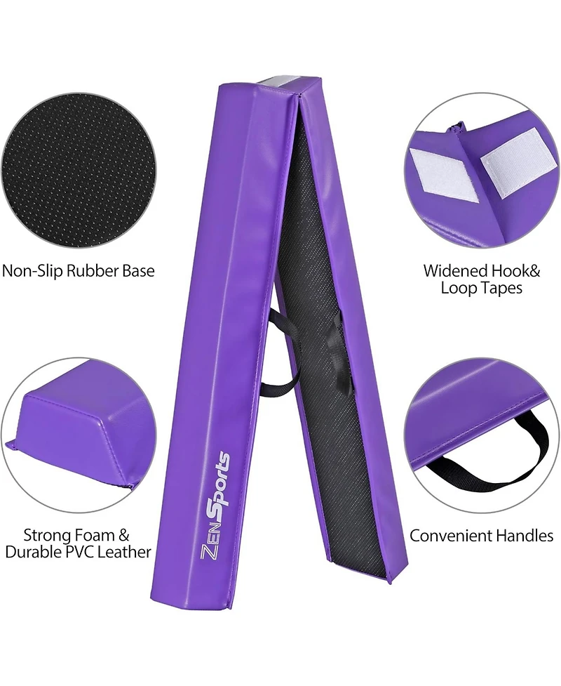 Zeny 6ft Folding Gymnastics Balance Beam Foam Floor Balance Beam Bar with Anti-Slip Base Walking Beams Home Gymnastics Equipment