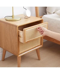 sumyeg Nordic Modern Solid Wood Nightstand Simple Bedside Cabinet Storage