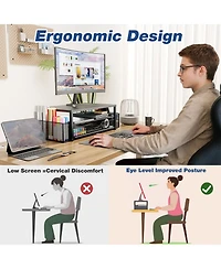 Gnuadz 2-tier Monitor Stand Riser Desk Organizer With Drawer Pen Holder