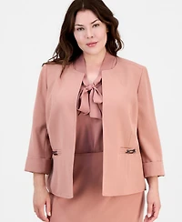 Kasper Plus 3/4-Sleeve Open-Front Blazer