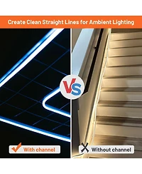 DELight 100FT Warm White Neon Rope Lights with 2" Plastic U Channel System 10PCS,Remote Control Ac 110V Waterproof Dimmable Cuttable Del-D1M100W