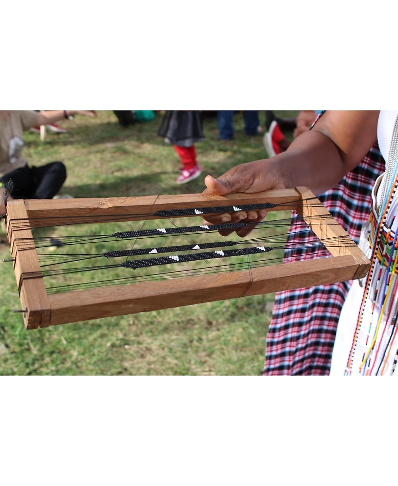 Silent Strength Beaded Bracelet – Black with Red & White Triangles