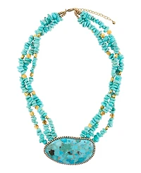 Barse Refined Blue Turquoise Golden Statement Necklace