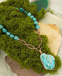 Barse Thistle Blue Turquoise Golden Links Statement Necklace