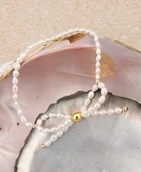 Barse White Freshwater Pearl Bow Stretch Bracelet