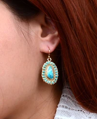 Barse Sedona Blue Turquoise Golden Drop Earrings