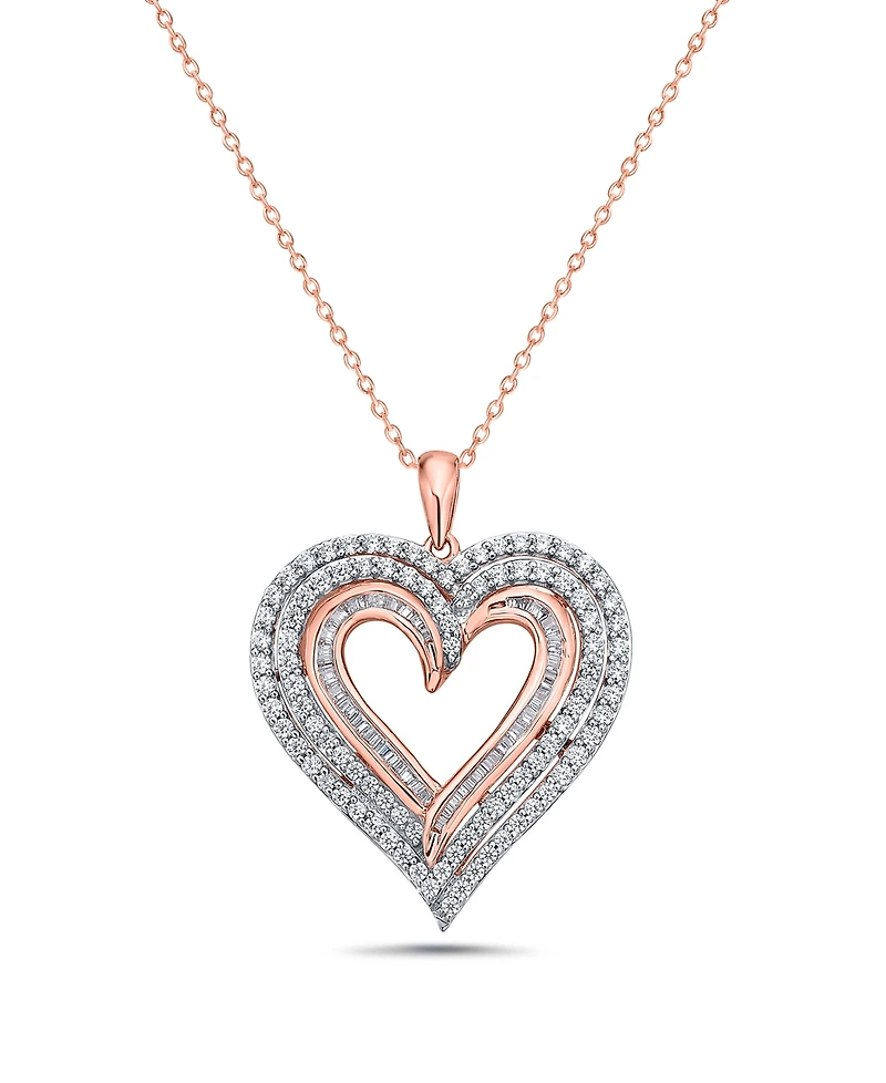 Diamond Heart 18" Pendant Necklace (1 ct. t.w.) in 10k Rose Gold