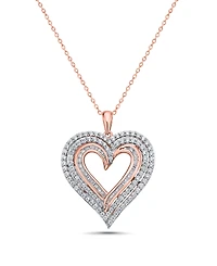 Diamond Heart 18" Pendant Necklace (1 ct. t.w.) in 10k Rose Gold