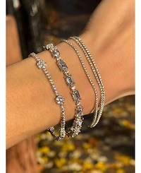 Suzy Levian New York Suzy Levian Sterling Cubic Zirconia Flower Tennis Bracelet