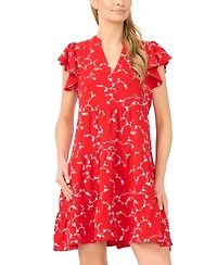 CeCe Women's Short-Sleeve Ruffled Tiered Dress