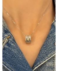 Suzy Levian Sterling Silver Cubic Zirconia Brushed Italian Florentine Barrel Loop Pendant