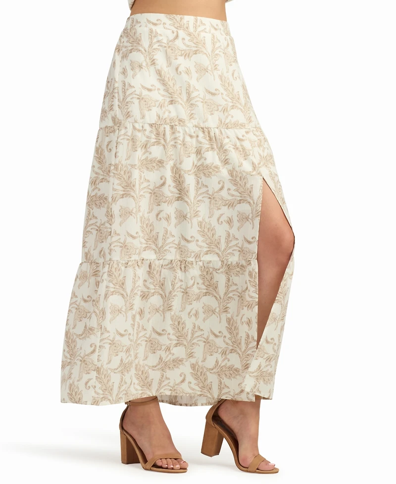 Bcx Women's Printed Heavy Dobby Tiered Skirt
