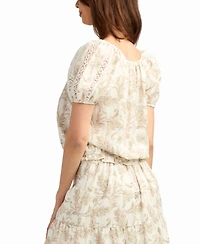 Bcx Women's Printed Short-Sleeve Peasant Top