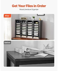 Sugift 36 Compartment Wooden Literature Organizer Mailbox for Office and Home Storage