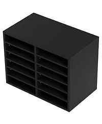 Sugift Wood Literature Organizer 12 Compartments Removable Shelves for Office and Home