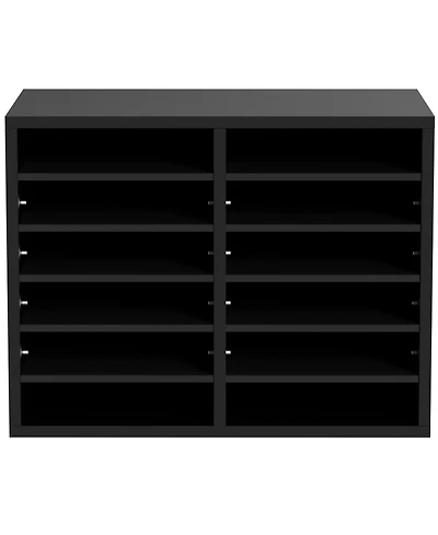 Sugift Wood Literature Organizer 12 Compartments Removable Shelves for Office and Home