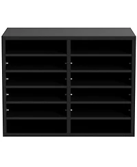 Sugift Wood Literature Organizer 12 Compartments Removable Shelves for Office and Home