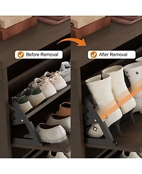 homfan Fluted Shoe Cabinet with 4 Flip Drawers, Adjustable Shelves and Hidden Entryway Storage