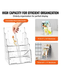 Sugift Acrylic Brochure Holder 8.5 x 11 in 4-Tier Display Stand Office Organizer