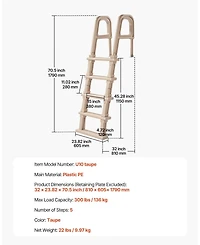Inolait 5-Step Pool Ladder With Double Handrails 300 lb Capacity