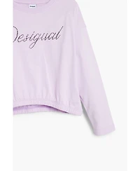 Desigual Girls's Plain T-shirt with strass logo
