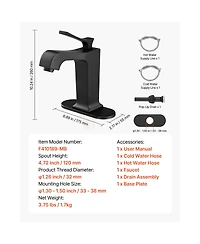 Busdays Waterfall Style Single Handle Sink Faucet with Push Button Drain for Kitchen Bathroom Rv Bar Sink Public Restroom