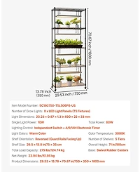 Sugift 5-Tier Indoor Plant Shelf with Grow Light 71 in Tall with Led Full Spectrum Lights